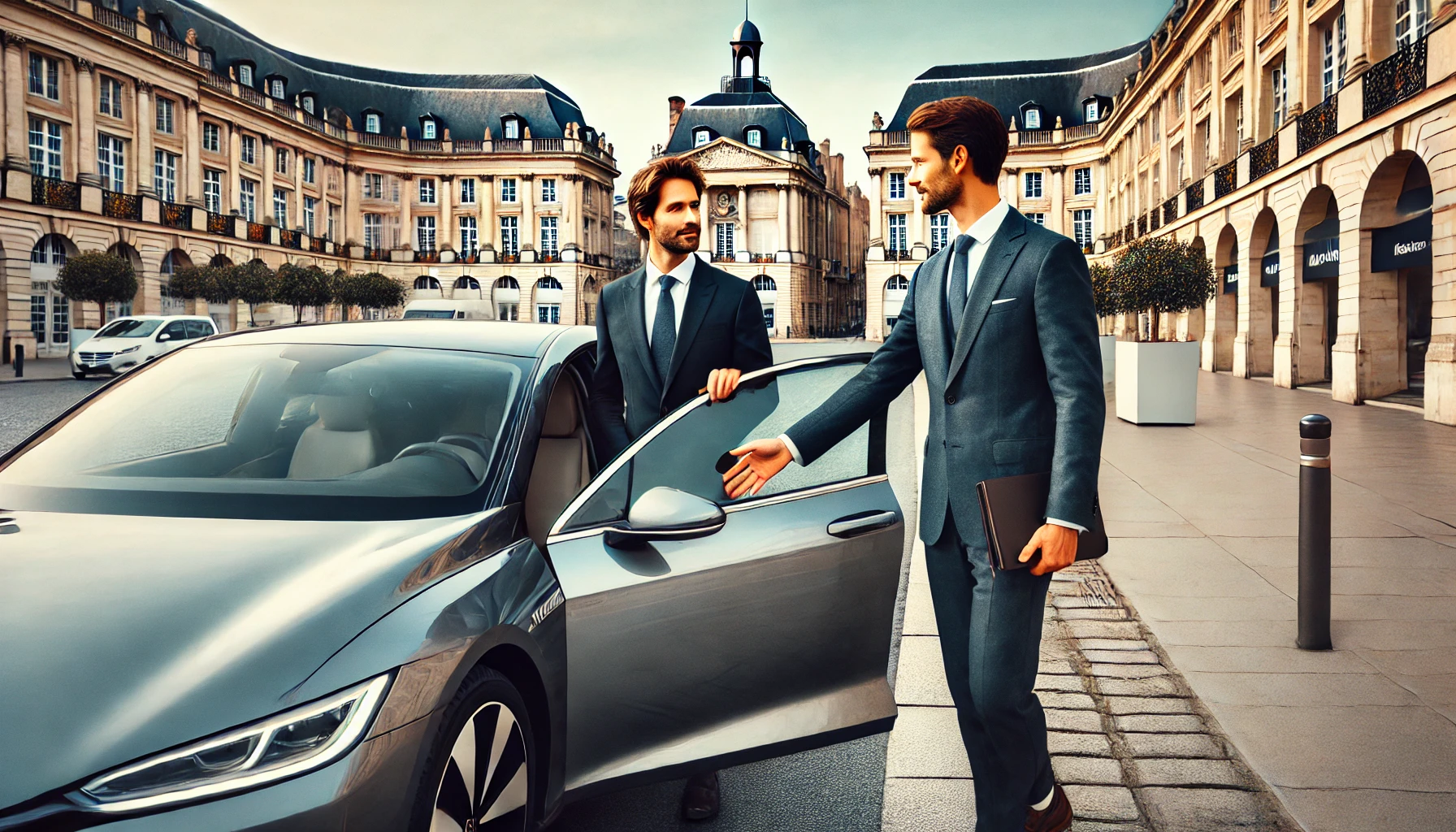 Image d'un chauffeur de taxi à bordeaux qui prend en charge un client